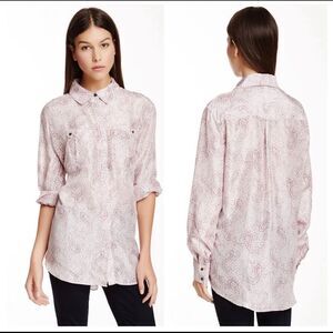 Elizabeth and James Tucker Paisley Silk Button Top
